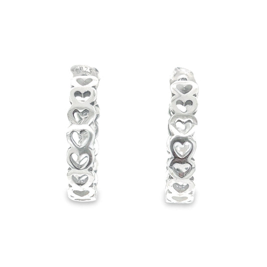 P491 Medium Linked Heart Hoops Earring