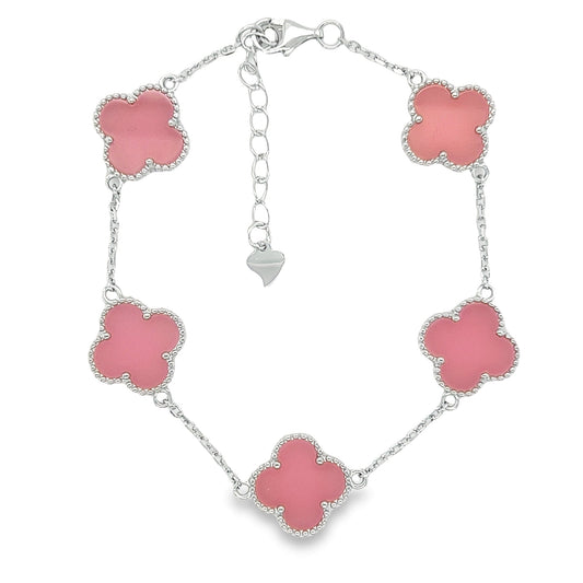 Pink Flower Clover Bracelet