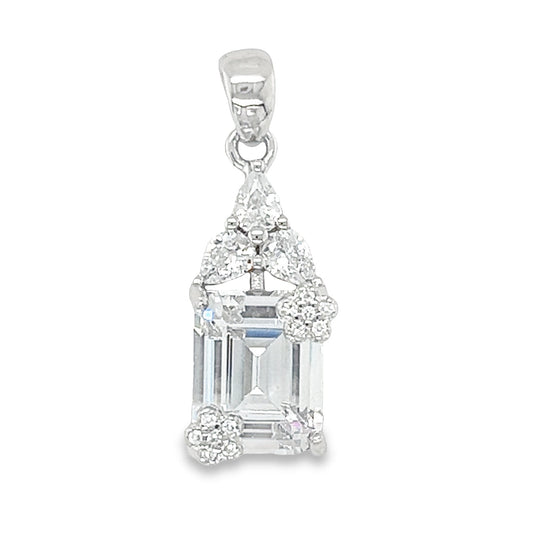 D1626 CZ Stone with CZ Flowers Pendant