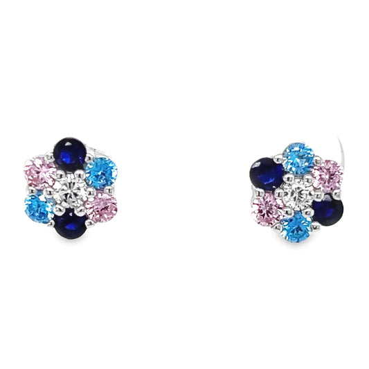 Multicolor Flower Post Earrings