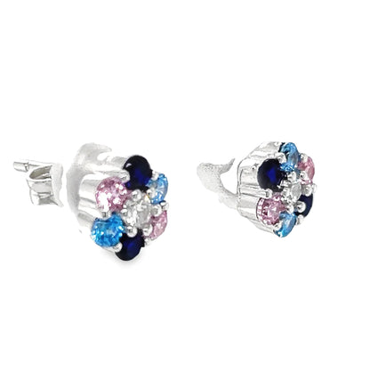 Multicolor Flower Post Earrings