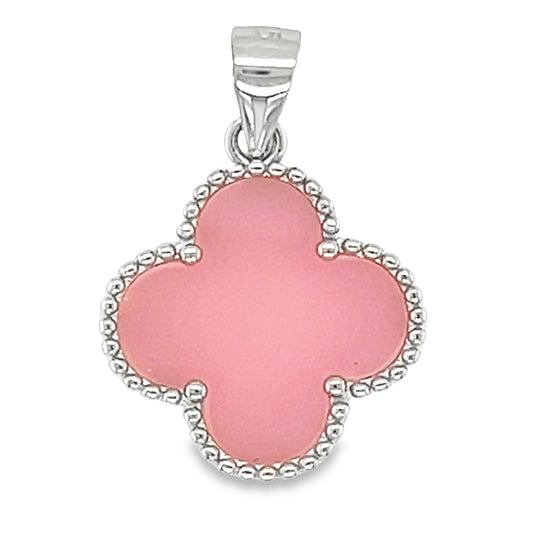 D1596 Pink Flower Clover Pendant