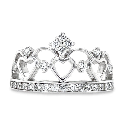 R814 Hearts Crown with CZ Ring