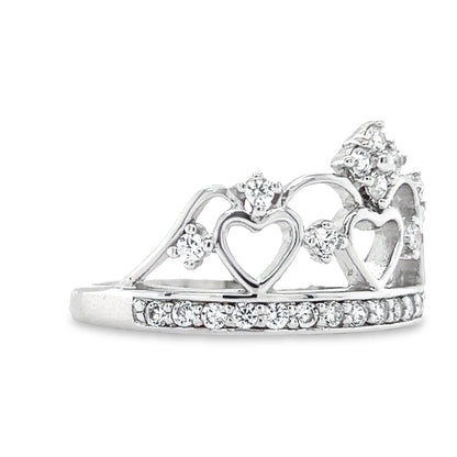 R814 Hearts Crown with CZ Ring