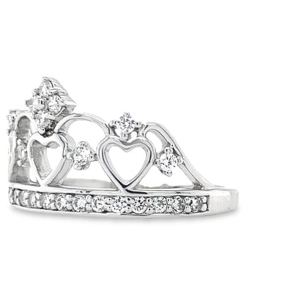 R814 Hearts Crown with CZ Ring