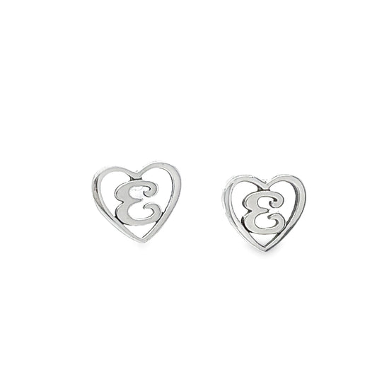 A429 Heart Letter E Post Earrings