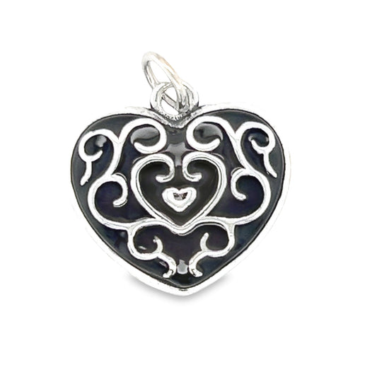 D392 Black Heart Pendant