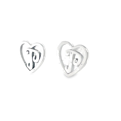 A433 Heart Letter P Post Earrings