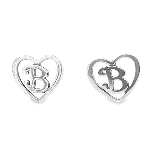 A426 Heart Letter B Post Earrings