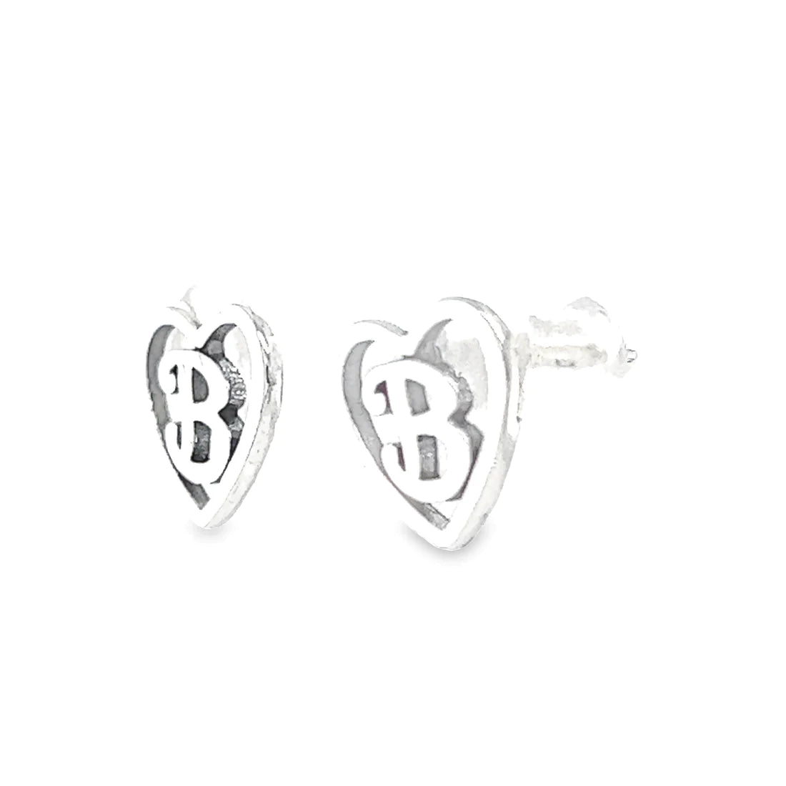 A426 Heart Letter B Post Earrings