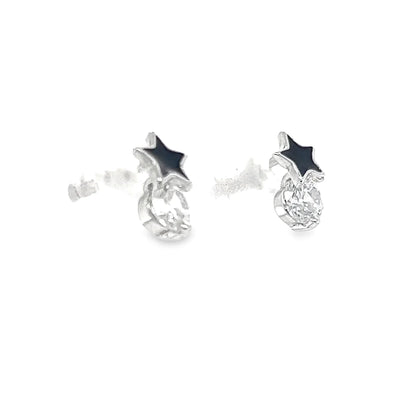 A520 Black Mini Star Post Earrings