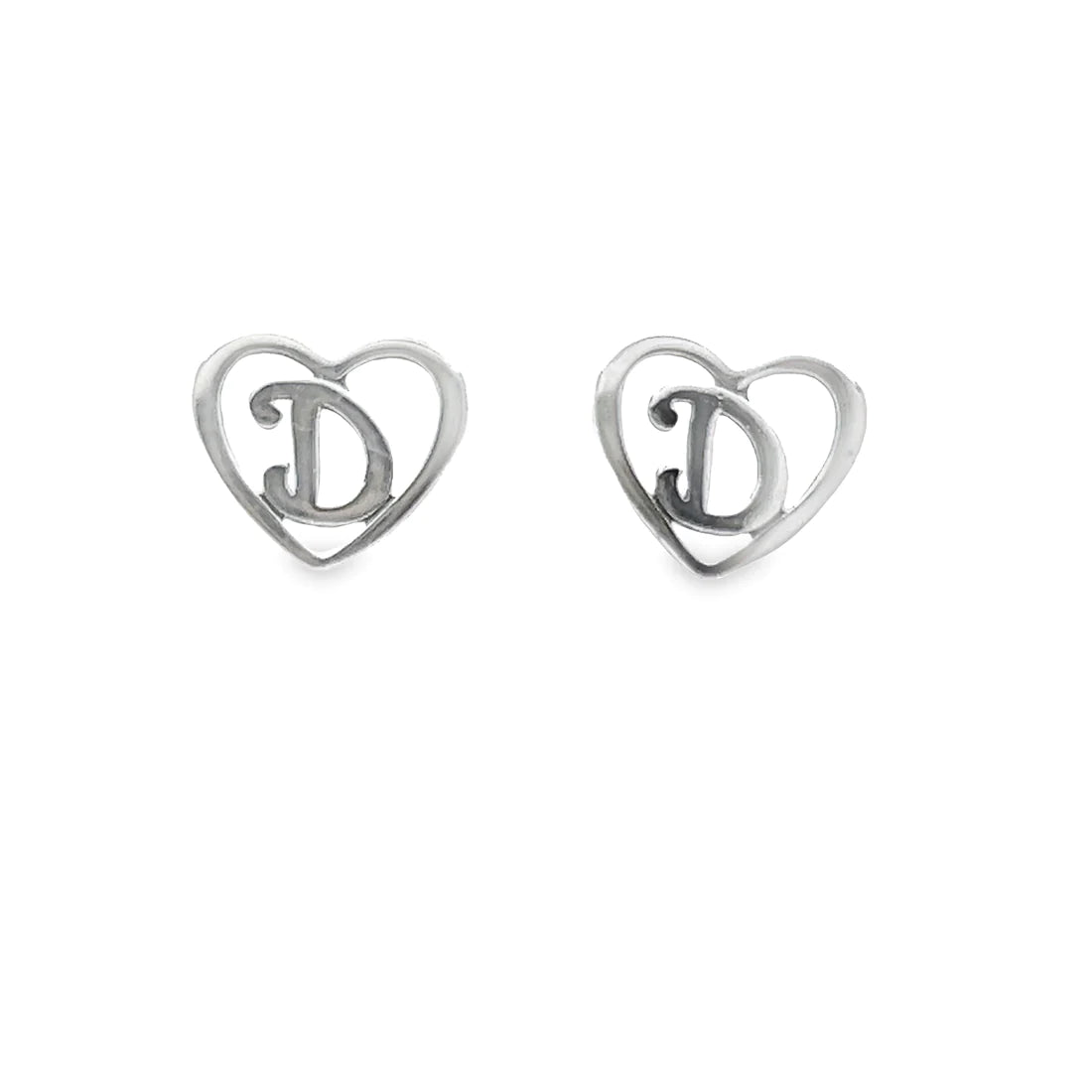 A428 Heart Letter D Post Earrin