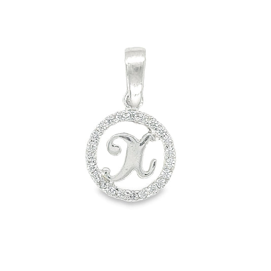 D827 Letter X CZ Pave Pendant