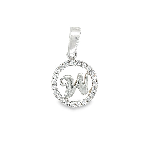 D824 Letter W CZ Pave Pendant