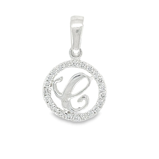 D826 Letter C CZ Pave Pendant