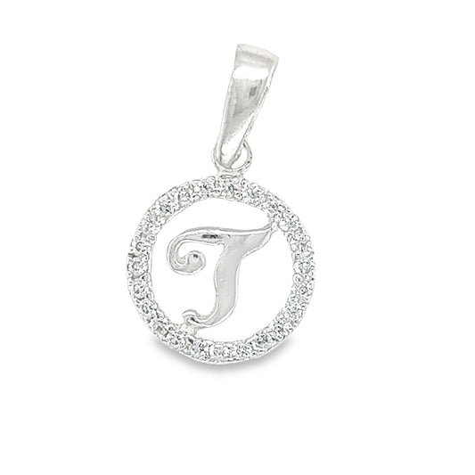 D828 Letter J CZ Pave Pendant