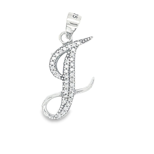 D771 Letter J CZ Pave Pendant