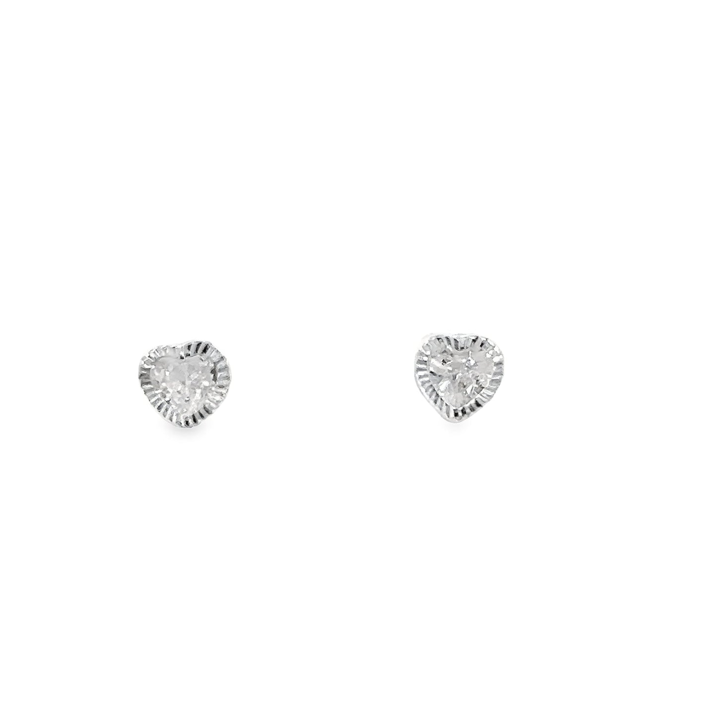 A282 Small Heart CZ Pave Post Earrings