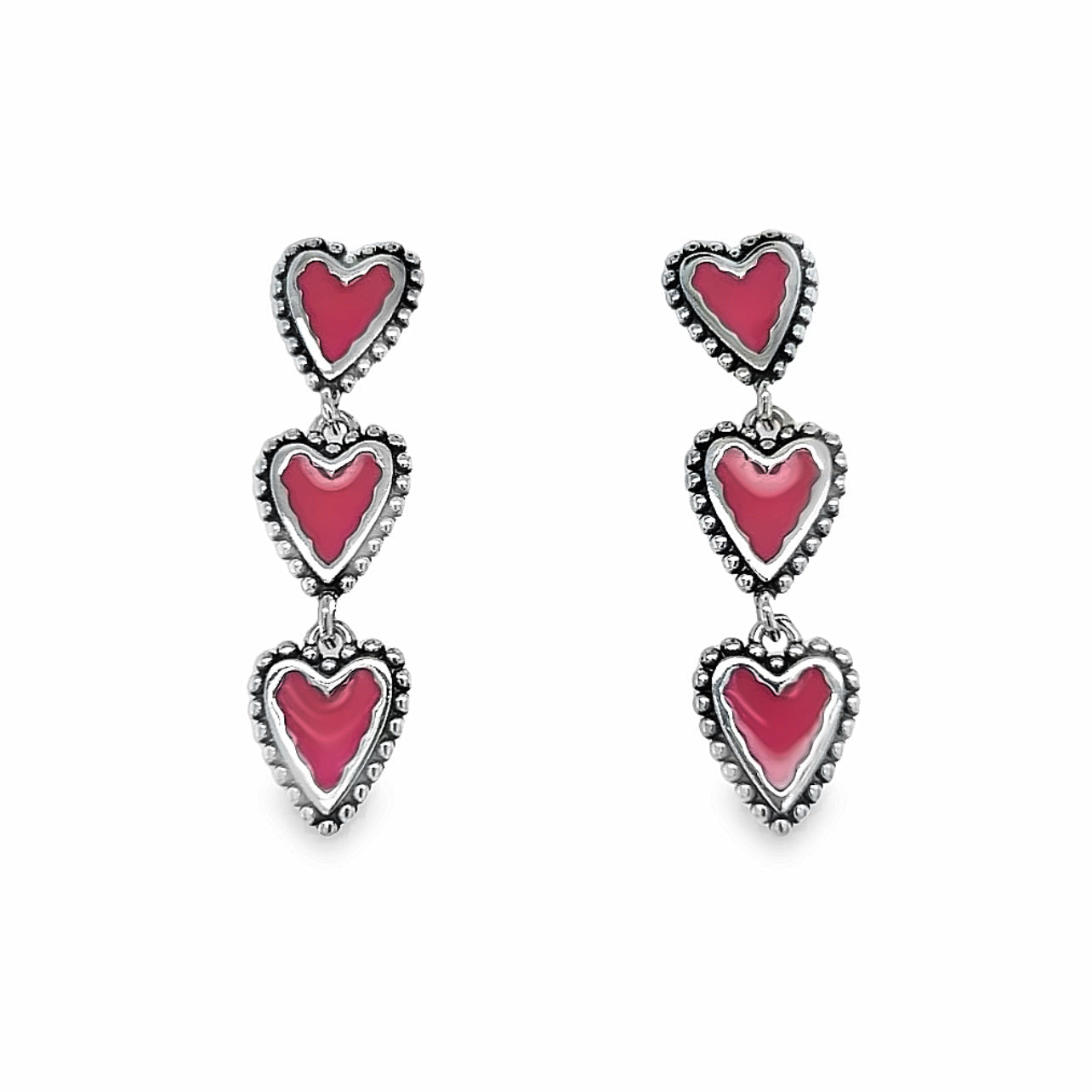 P541 Color Dangle Heart Earrings