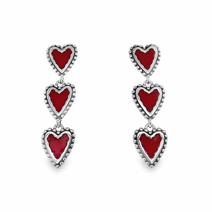 P541 Color Dangle Heart Earrings