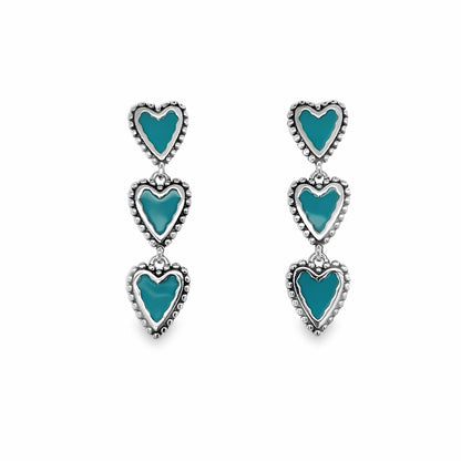 P541 Color Dangle Heart Earrings