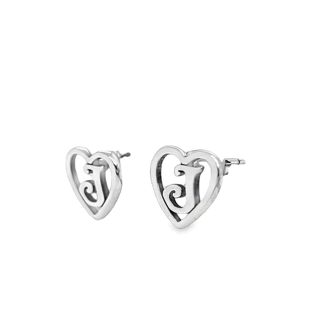 A430 Heart Letter J Post Earrings