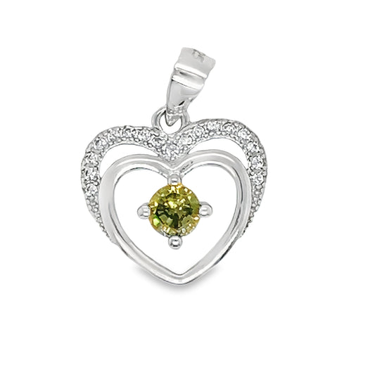 D587 Green Heart CZ Pave Pendant