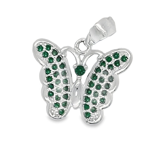 D511 Green Butterfly CZ Pave Pendant