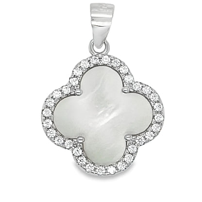 White Flower Clover Pendant