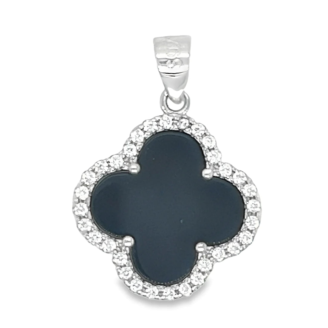 Black Flower Clover Pendant