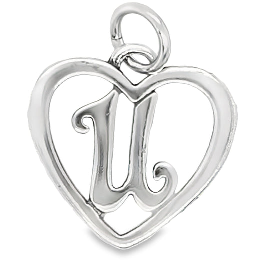 D756 Letter U Inside Heart Pendant