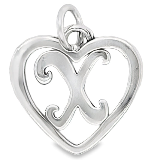 D754 Letter X Inside Heart Pendant