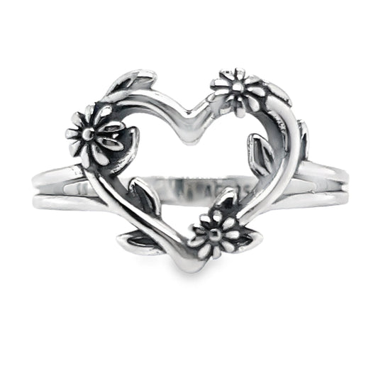 R855 Heart With Flowers Ring