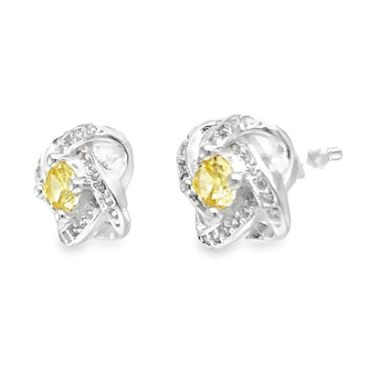 A201 Bright Loop With Yellow Center Post Earrings