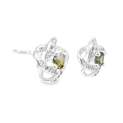 A288 Bright Loop With Green Center Post Earrings