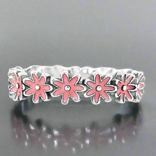 R869 Pink Flowers Ring