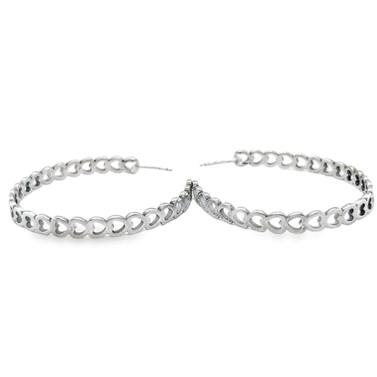 P493 Large Linked Heart Hoops Earrings