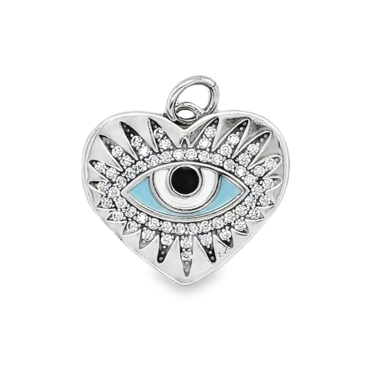 D1204 Ice Blue Heart Eye Pendant