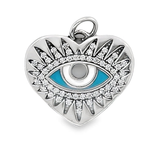 D1205 Light Blue  Heart Eye Pendant