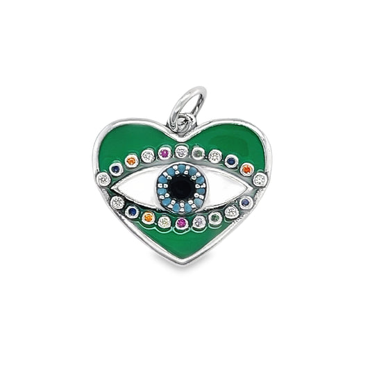 D1195 Green Heart Eye Pendant