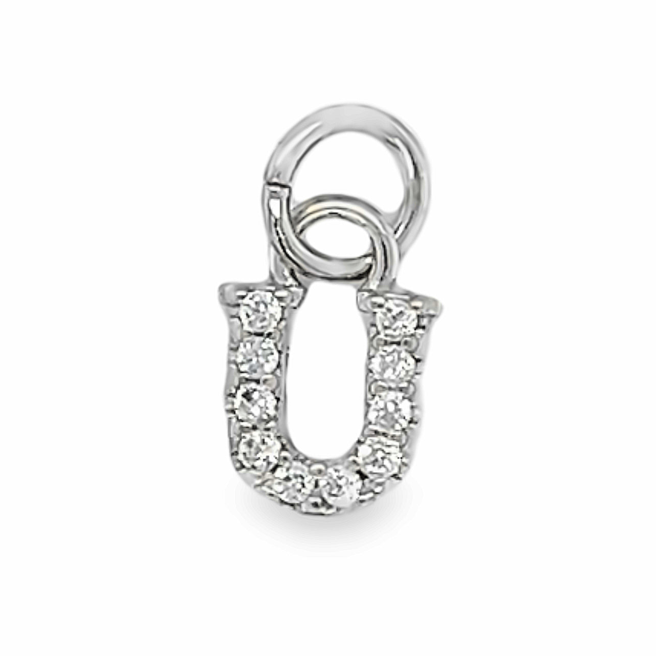 D789 Letter U CZ Pave Pendant