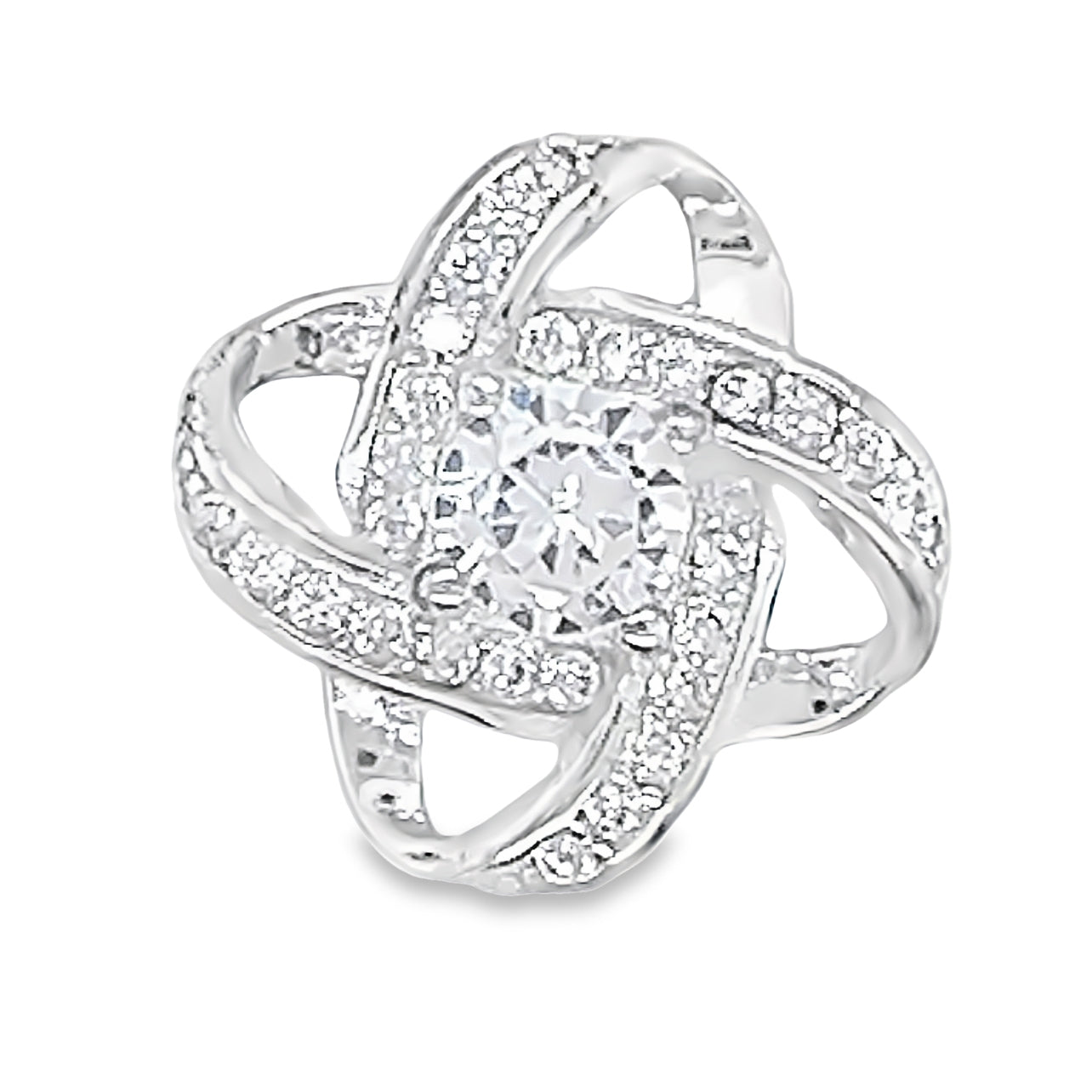 D427 White Loop CZ Pave Pendant