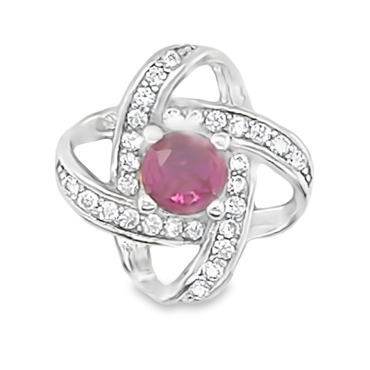 D426 fuchsia Loop CZ Pave Pendant