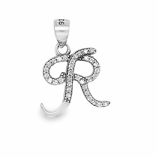 D761 Letter R CZ Pave Pendant