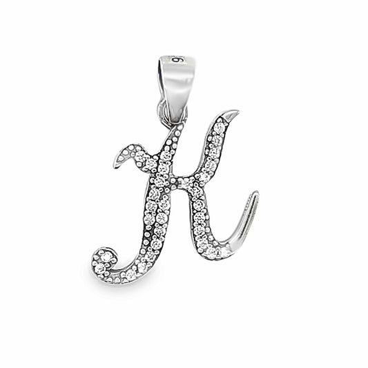 D767 Letter K CZ Pave Pendant