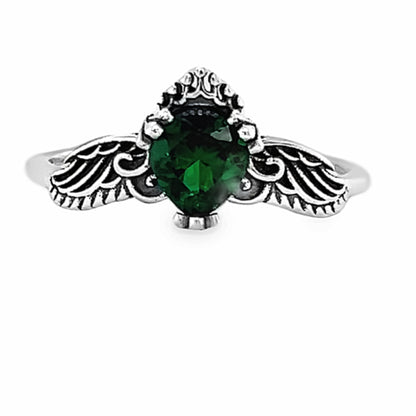 R9047 Green heart wing Ring