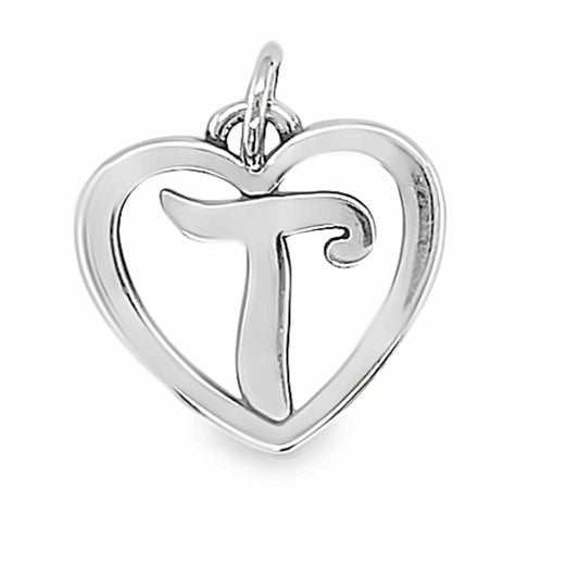 D753 Letter T Inside Heart Pendant