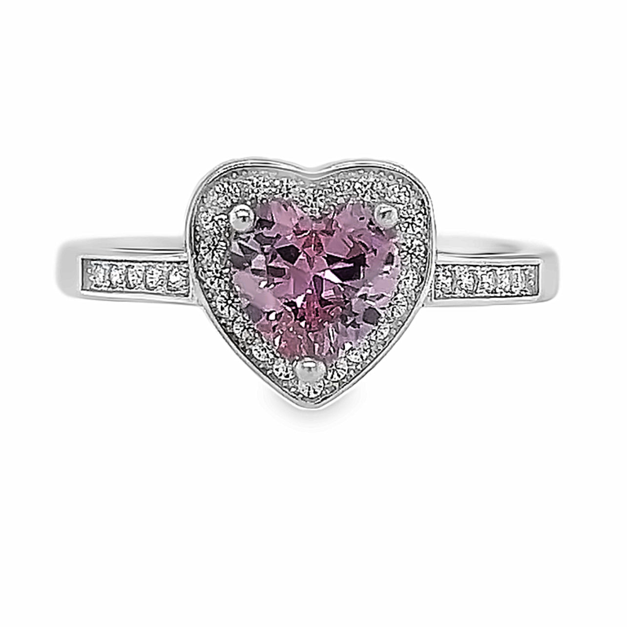 R873 Pink Stone Heart Ring