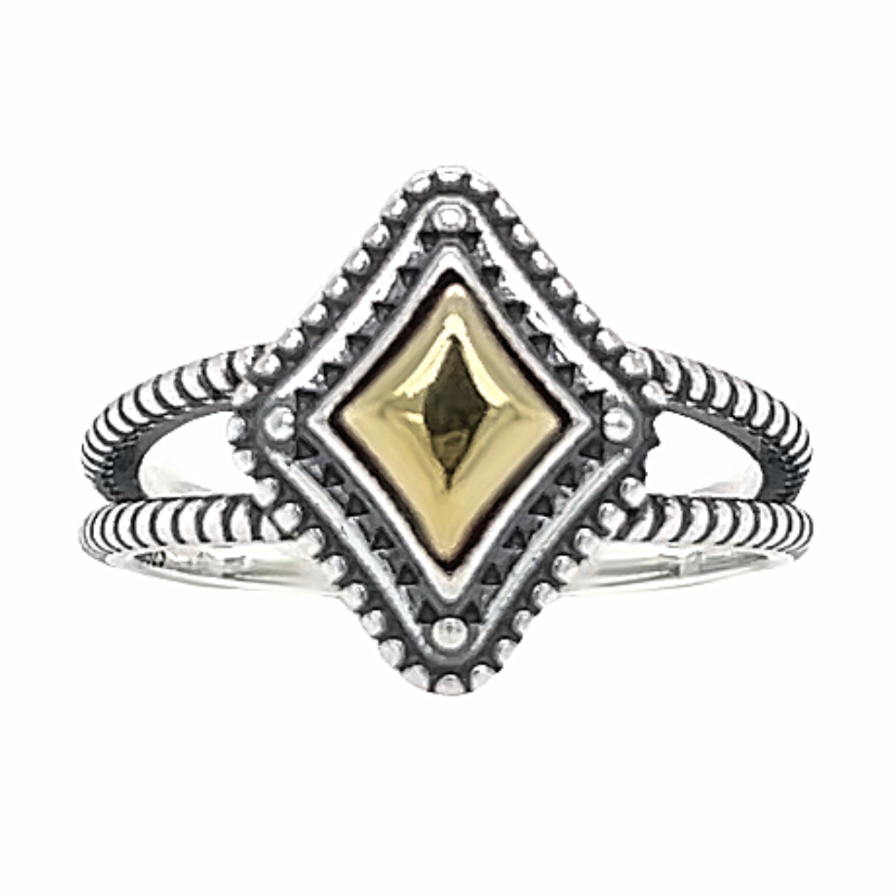 R905 Diamond Shape Gold Accent Ring