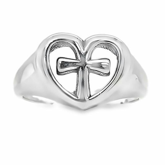 R896 Cross Heart Ring